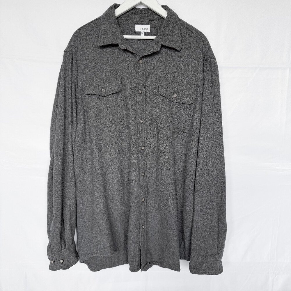 Sonoma Gray Flannel Button Long Sleeve Shirt